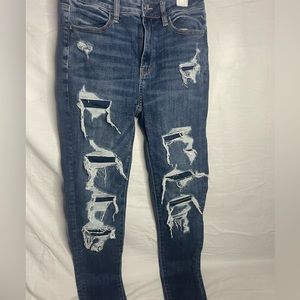 Medium wash jeans.